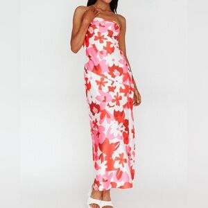 giavana strapless layered midi dress floral embossed cream Darina Strapless Midi Dress - Midnight Floral